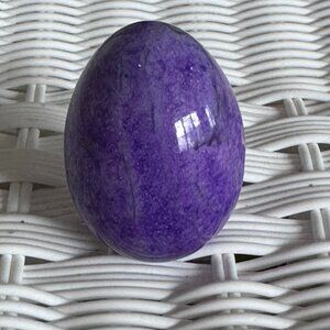 Vintage Hand Carved Purple Onyx Marble Egg 3” – Polished Decorative Stone